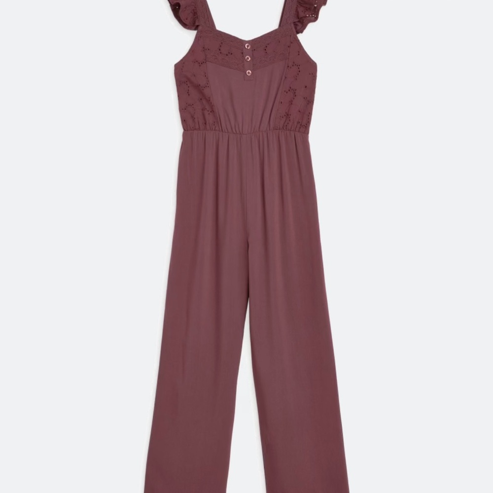 LUQ Renata Eyelet Jumpsuit with Ruffle Straps for girls